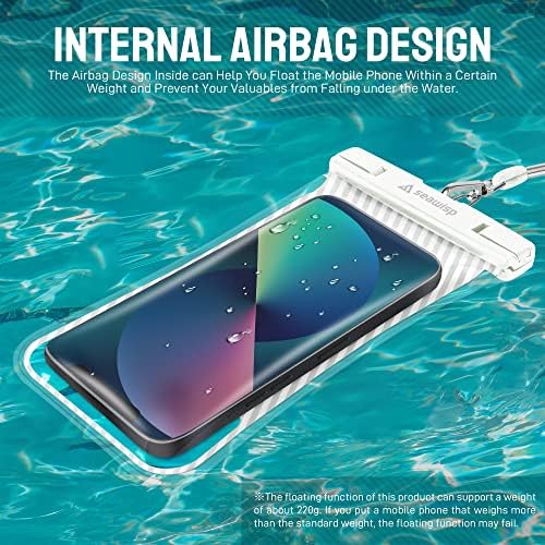 נרתיק טלפון עמיד למים למים [עיצוב כרית אוויר צפה] תיק יבש אוניברסלי לאייפקס 8 עם שרוך לאייפון 14 13 12